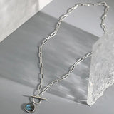 925 Silver Labradorite Pendant Necklace Horoscope Chain Gift
