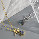 925 Silver Labradorite Pendant Necklace Horoscope Chain Gift