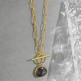 925 Silver Labradorite Pendant Necklace Horoscope Chain Gift