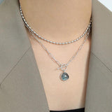 925 Silver Labradorite Pendant Necklace Horoscope Chain Gift