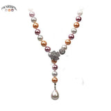 Multicolor Pearl Sweater Chain S925 Sterling Silver Necklace
