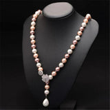 Multicolor Pearl Sweater Chain S925 Sterling Silver Necklace