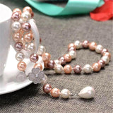 Multicolor Pearl Sweater Chain S925 Sterling Silver Necklace