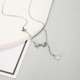 925 Silver Butterfly Tassel Diamond Necklace for Women