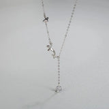 925 Silver Butterfly Tassel Diamond Necklace for Women