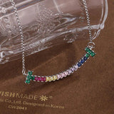 925 Silver Rainbow Diamond Smile Necklace for Women