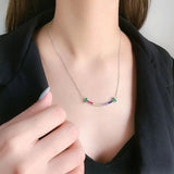 925 Silver Rainbow Diamond Smile Necklace for Women