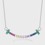 925 Silver Rainbow Diamond Smile Necklace for Women