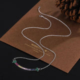 925 Silver Rainbow Diamond Smile Necklace for Women