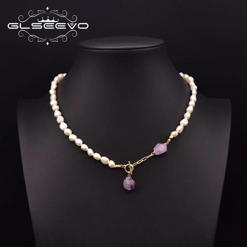 Freshwater Pearl Amethyst Necklace Women's Jewelry