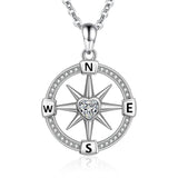 Sterling Silver Compass Pendant Necklace for Women