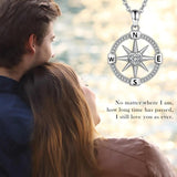 Sterling Silver Compass Pendant Necklace for Women