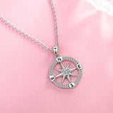 Sterling Silver Compass Pendant Necklace for Women