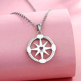 Sterling Silver Compass Pendant Necklace for Women