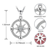 Sterling Silver Compass Pendant Necklace for Women