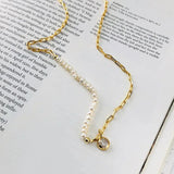 925 Silver Baroque Pearl Plated Necklace Fine Jewelry