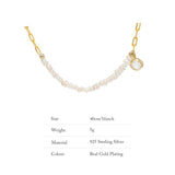 925 Silver Baroque Pearl Plated Necklace Fine Jewelry