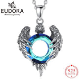 925 Silver Eagle Necklace Crystal Pendant Men Women Jewelry Gift