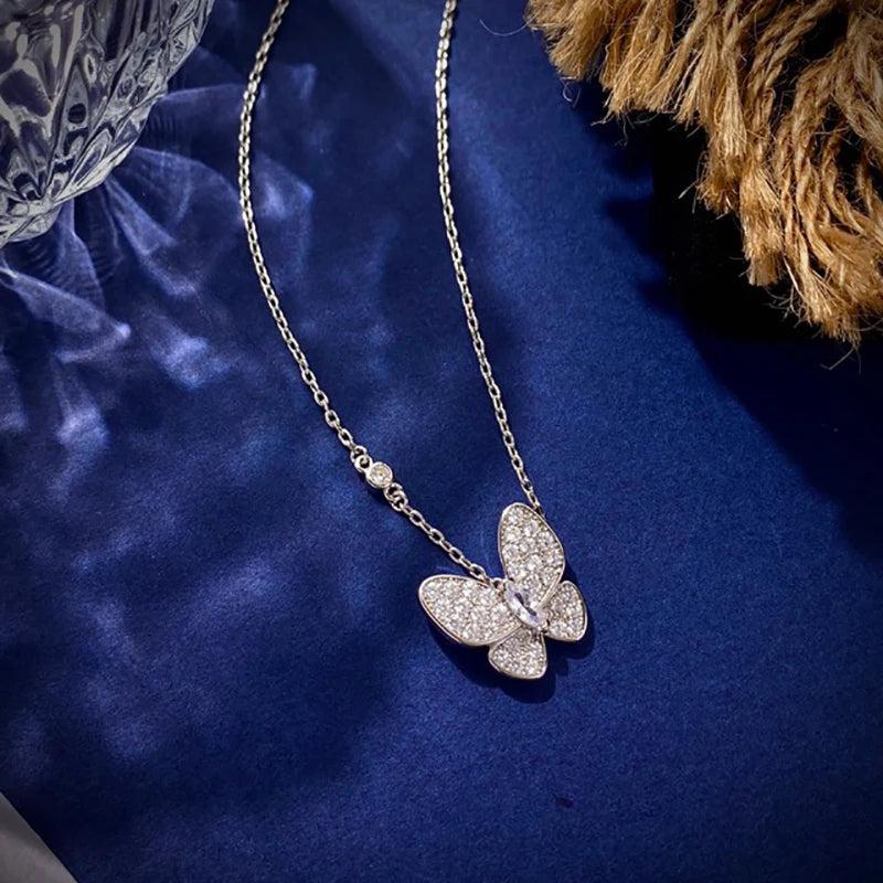 925 Silver Butterfly Pendant Necklace Adjustable