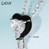 925 Silver Heart Moon Crystal Necklace for Women