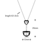 925 Silver Heart Moon Crystal Necklace for Women