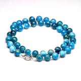 Ocean Apatite Chakra Necklace Silver 925 Gem Beads 8mm Handmade Jewelry