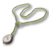 25'' Keshi Pearl Green Peridot Lariat Necklace for Women