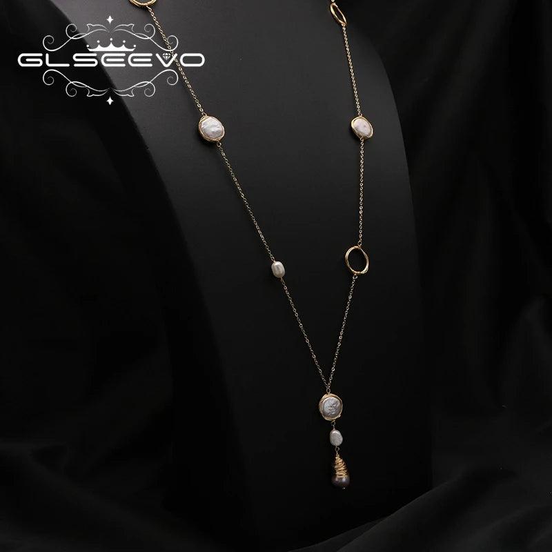 Baroque Pearls Sweater Chain Pendant Necklace Romantic Charm  Jewelry