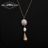 Baroque Pearls Sweater Chain Pendant Necklace Romantic Charm  Jewelry