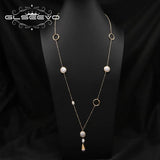 Baroque Pearls Sweater Chain Pendant Necklace Romantic Charm  Jewelry