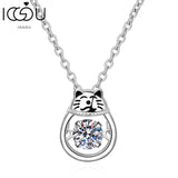 925 Silver Moissanite Fat Cat Pendant Necklace