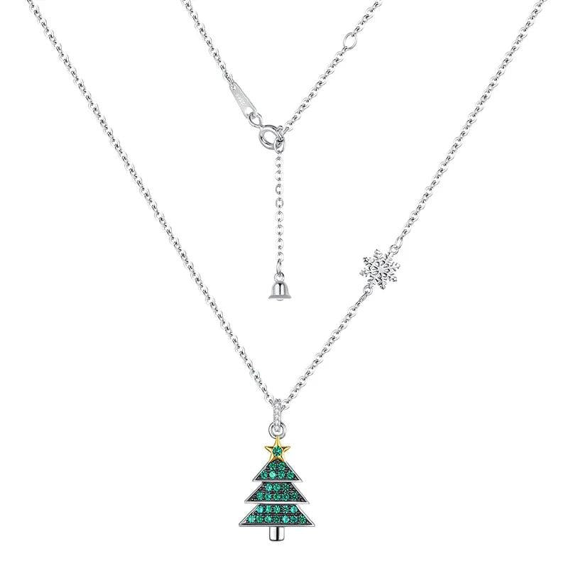 Zircon Pendant Christmas Tree Necklace 100% S925 Sterling Silver
