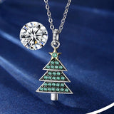 Zircon Pendant Christmas Tree Necklace 100% S925 Sterling Silver
