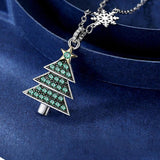 Zircon Pendant Christmas Tree Necklace 100% S925 Sterling Silver