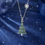 Zircon Pendant Christmas Tree Necklace 100% S925 Sterling Silver