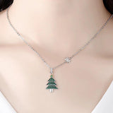 Zircon Pendant Christmas Tree Necklace 100% S925 Sterling Silver