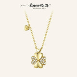 925 Silver Lucky Clover Pendant Necklace Plated for Women