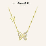Sterling Silver Butterfly Pendant Necklace Plated Necklaces for Women