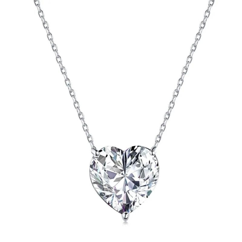925 Silver Heart Cut Pink Yellow Diamond Pendant Necklace