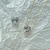 925 Silver Heart Cut Pink Yellow Diamond Pendant Necklace