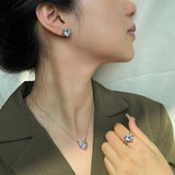 925 Silver Heart Cut Pink Yellow Diamond Pendant Necklace
