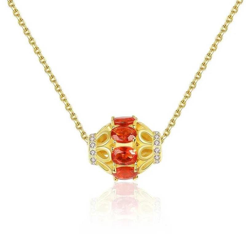 Ruby Pendant Necklace Women 925Silver Clavicle Chain Wedding Party