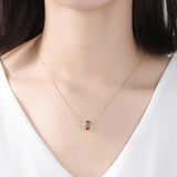 Ruby Pendant Necklace Women 925Silver Clavicle Chain Wedding Party