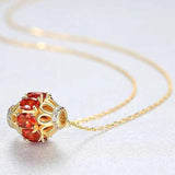 Ruby Pendant Necklace Women 925Silver Clavicle Chain Wedding Party