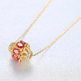 Ruby Pendant Necklace Women 925Silver Clavicle Chain Wedding Party