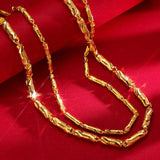 Bamboo Necklace Cylinder Double Chain for Men and Women