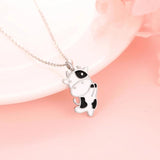 925 Silver Cow Enamel Pendant Necklace Women's Brithday Jewelry