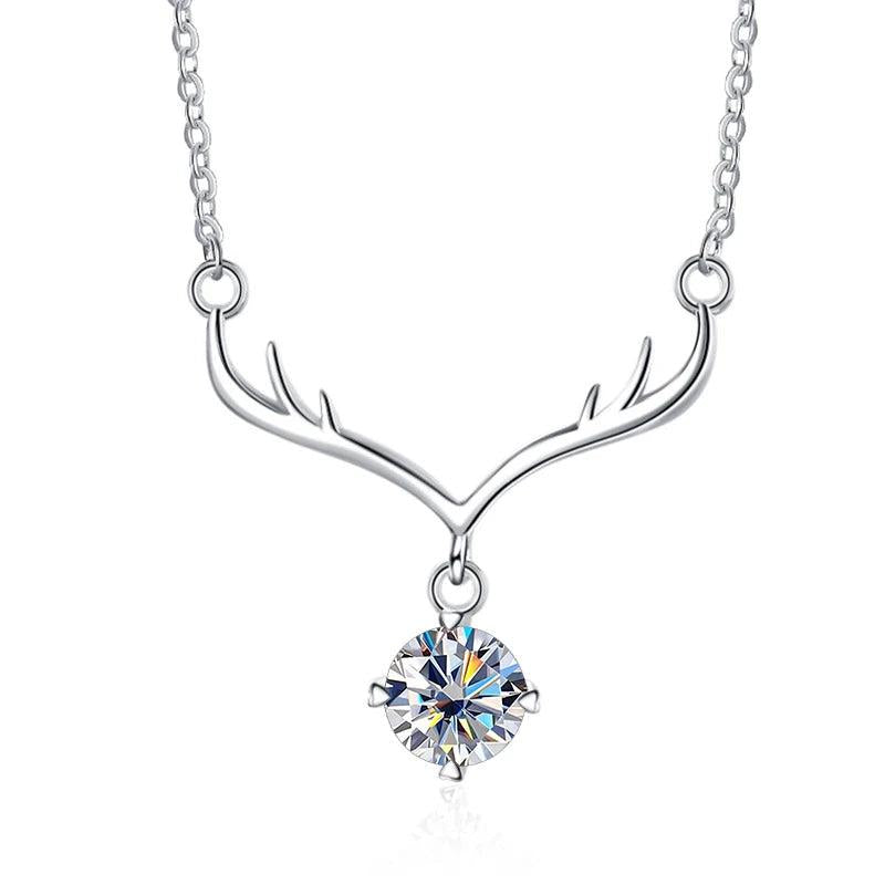 Christmas Elk Necklace 1.0Ct Moissanite Diamond Pendant