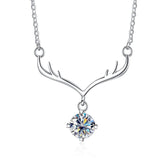 Christmas Elk Necklace 1.0Ct Moissanite Diamond Pendant