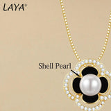 LAYA 925 Sterling Silver Pearl Necklace with Zircon Sparkle